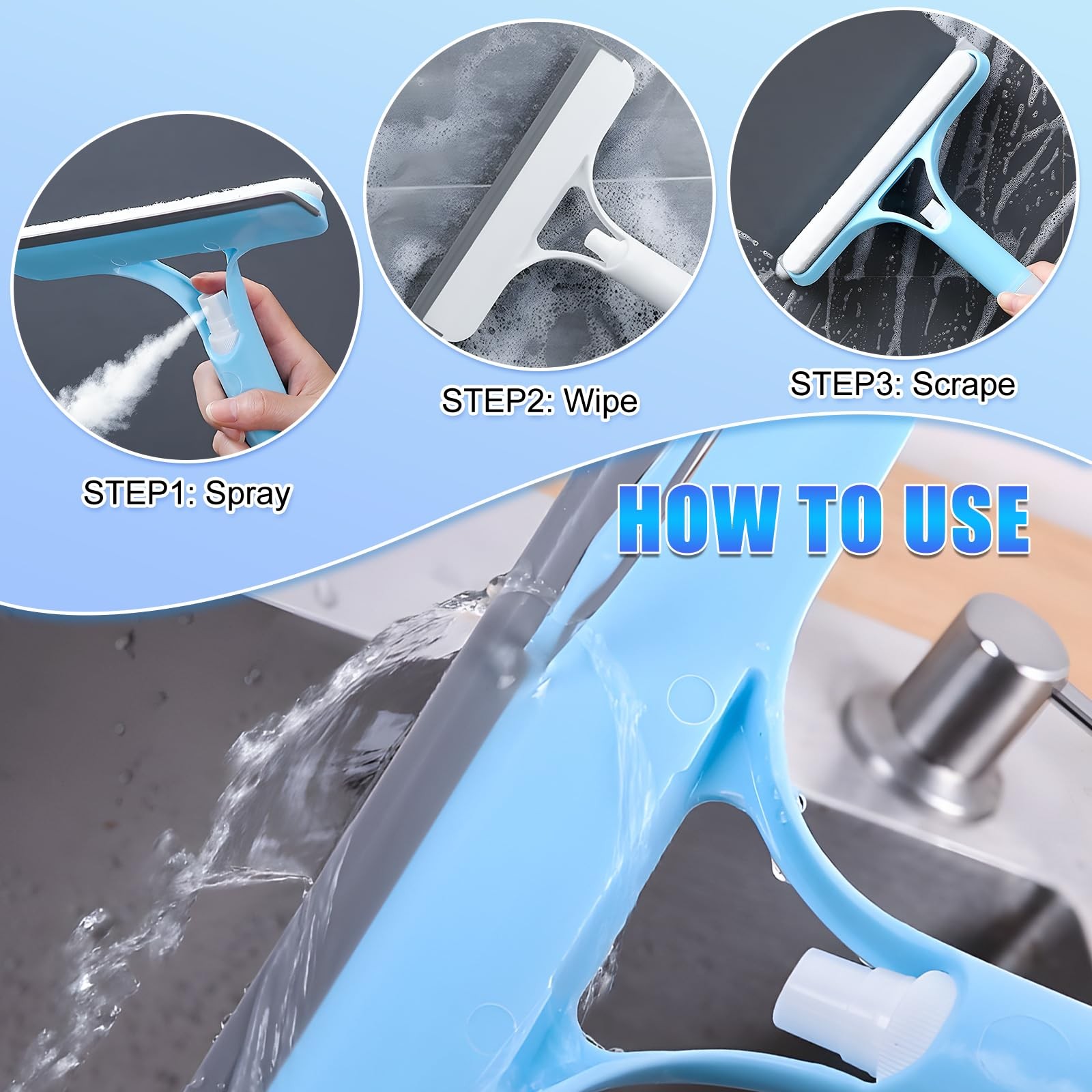 3 in 1 Spray Squeegee, 3 1 WindowSqueegee Cleaner, White