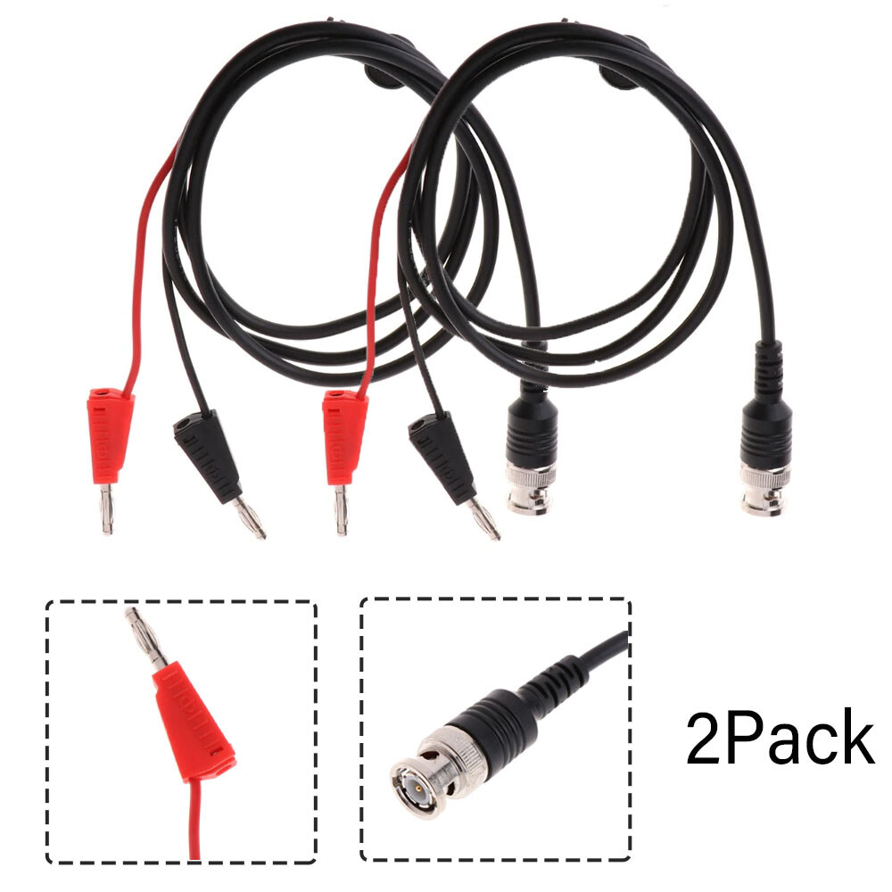 2XBNC Q9 Male To Dual 4mm Stackable Banana Plug Test Lead for Oscilloscope 3.3ft