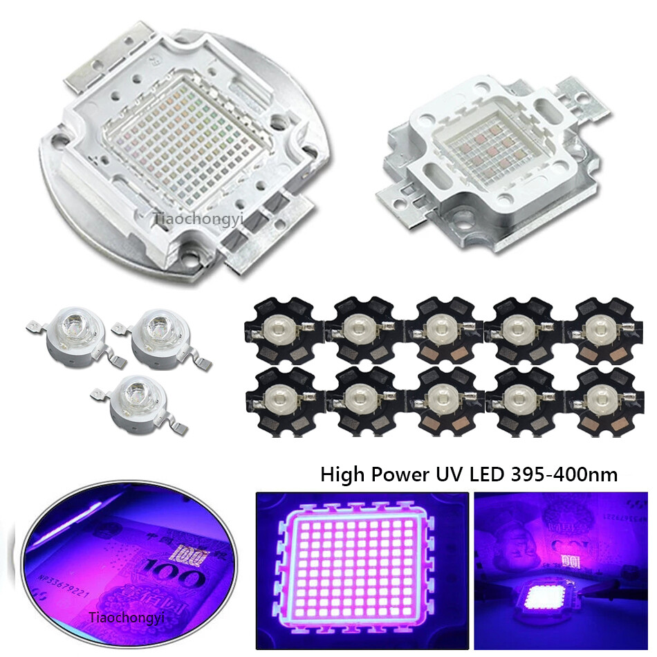 3W 5W 10W 20W 50W 100W 395nm UV Ultra Violet LED Chip High power LED purple