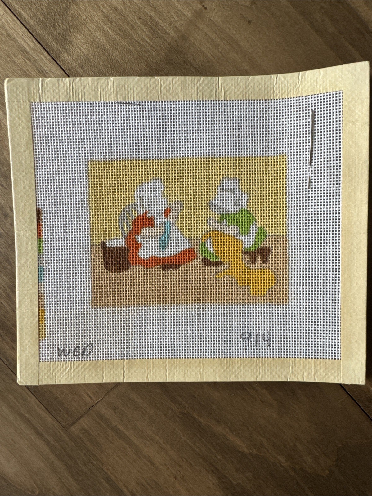 Alice Peterson Co Vintage 4x3 Wednesday Mending Needlepoint Canvas