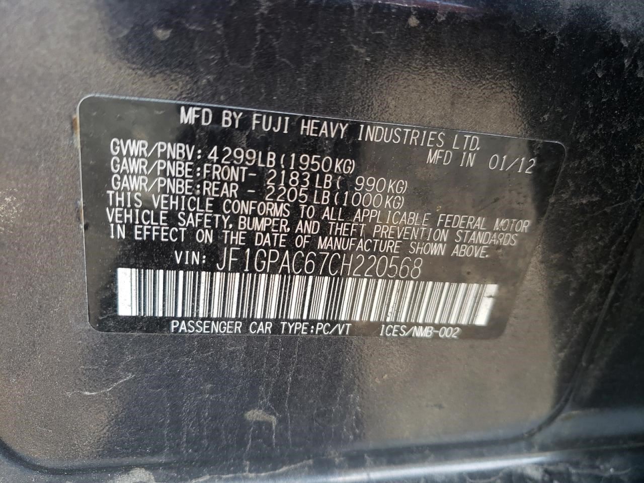 2012 Subaru Impreza Control Module Multifunction Integrated Unit US OEM 1445044