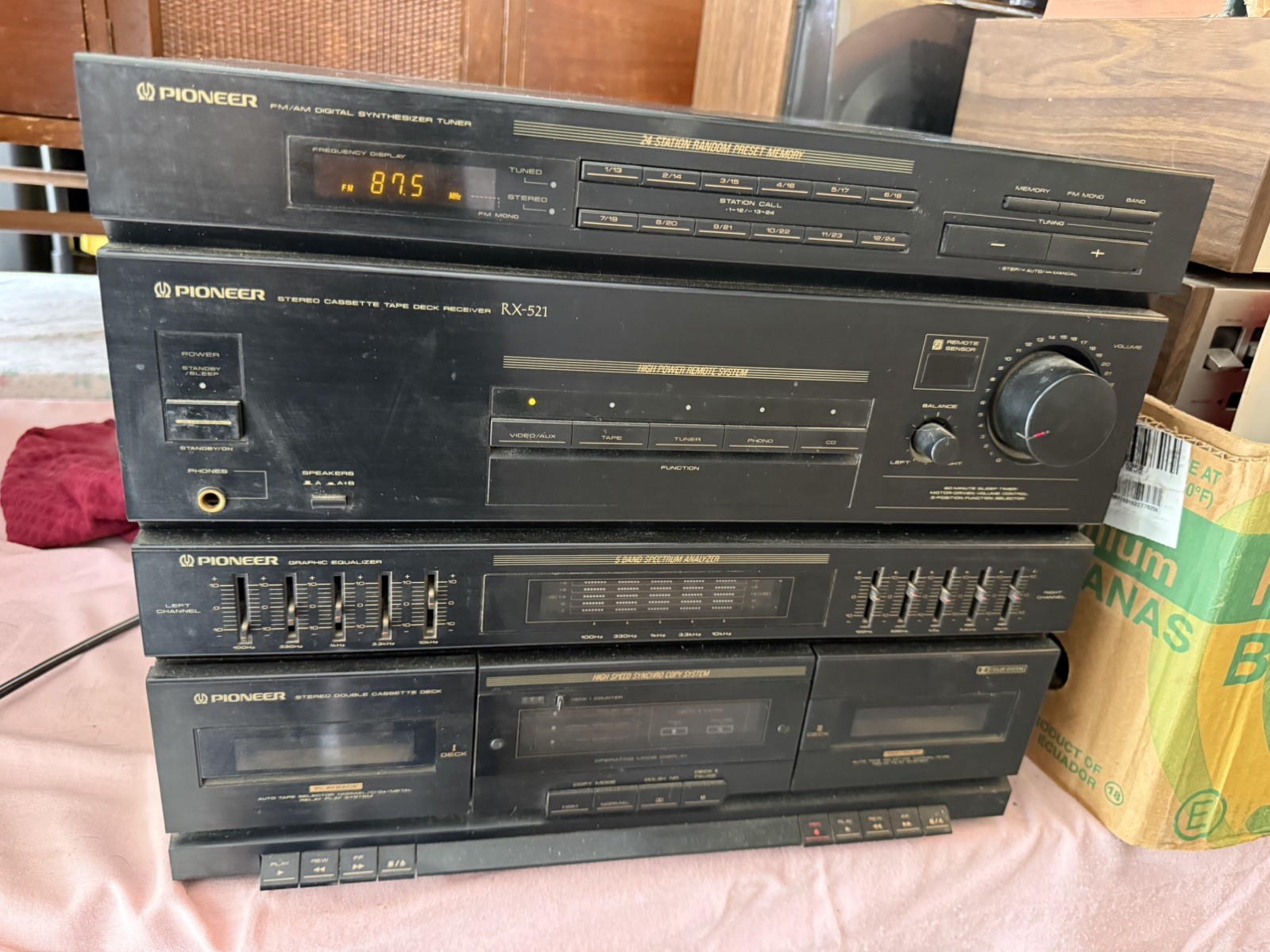 Pioneer RX-521 AM FM Digital Synthesizer with Double Cassette Deck