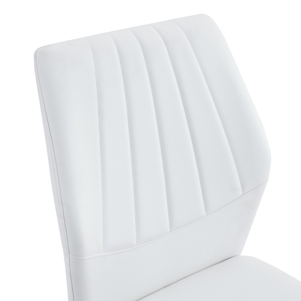 Set of 4 Dining Chairs - Ergonomic PU Leather Backrest, Black & White, 37'' High