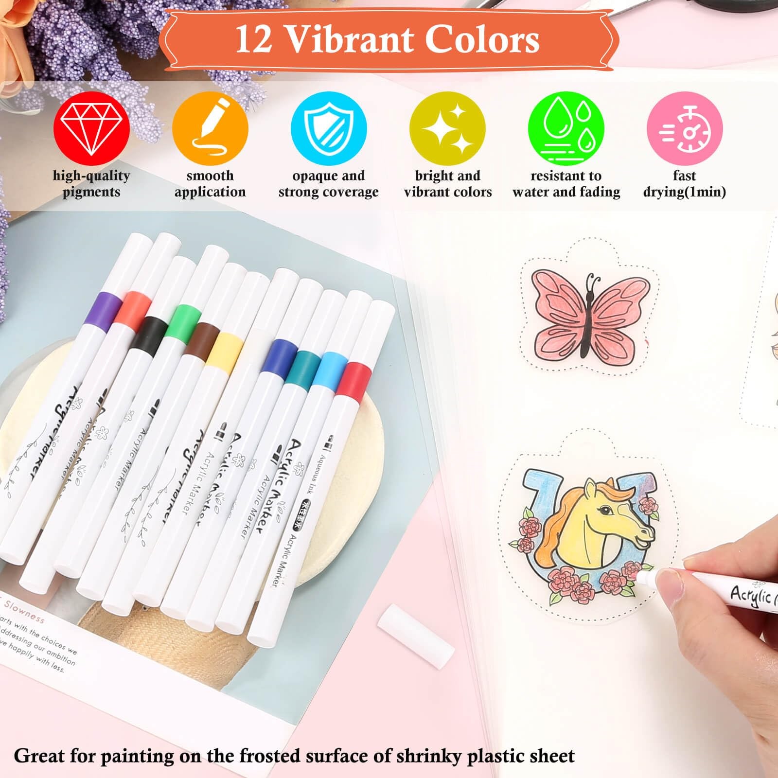175 PCS Shrinky Plastic Sheets Kit, Including 20 Sheets Shrinky Art , Acrylic...