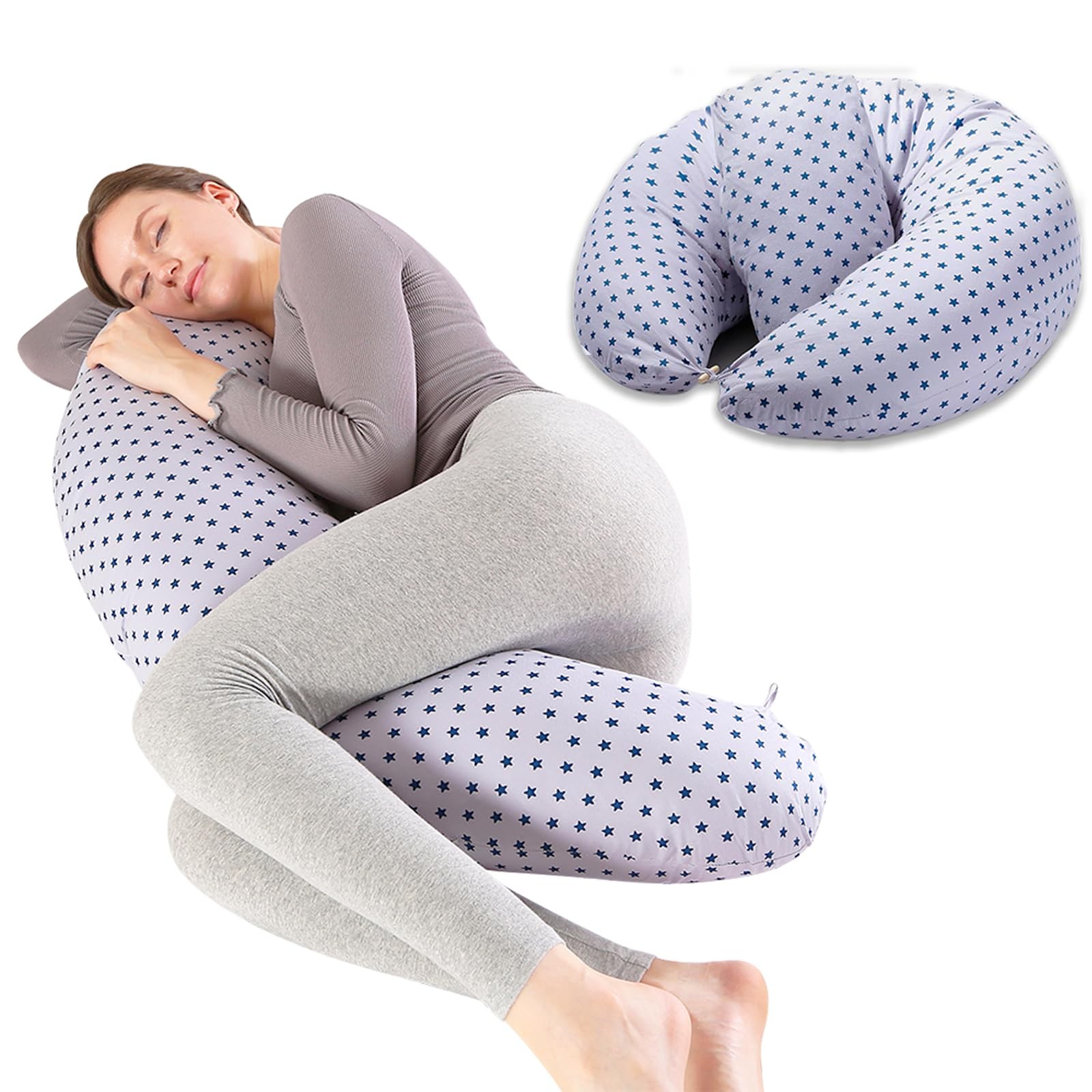 C Shaped Pregnancy Pillow Full Body Maternity Support 47 Inch With Removable...