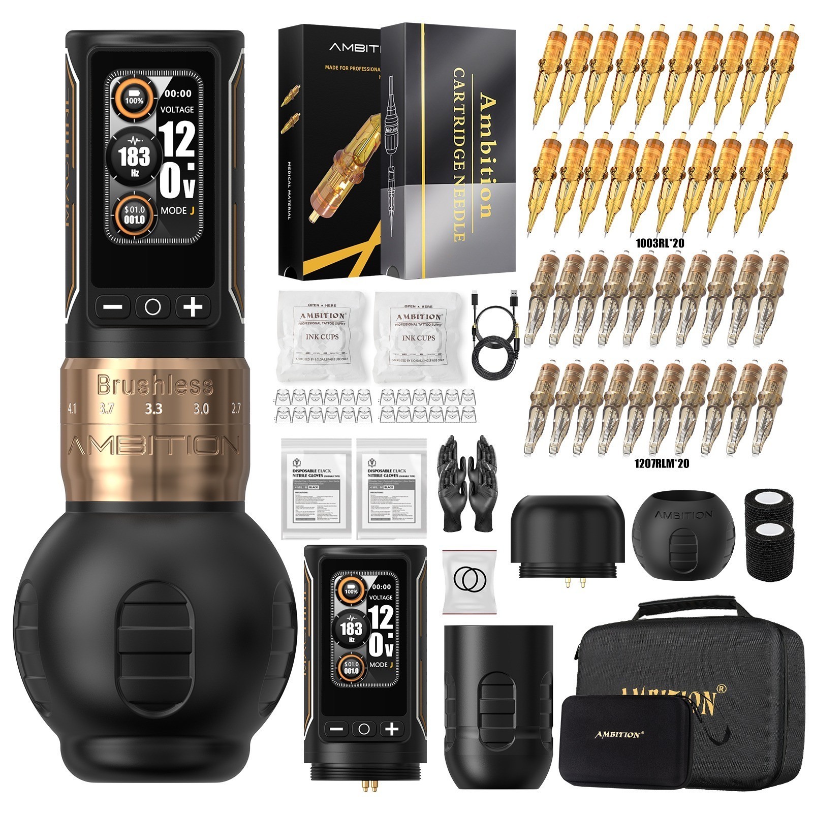 Tattoo Kit | Ambition Ninja Max 280 Wireless Tattoo Kit 2.4mm-4.5mm Stroke Kit