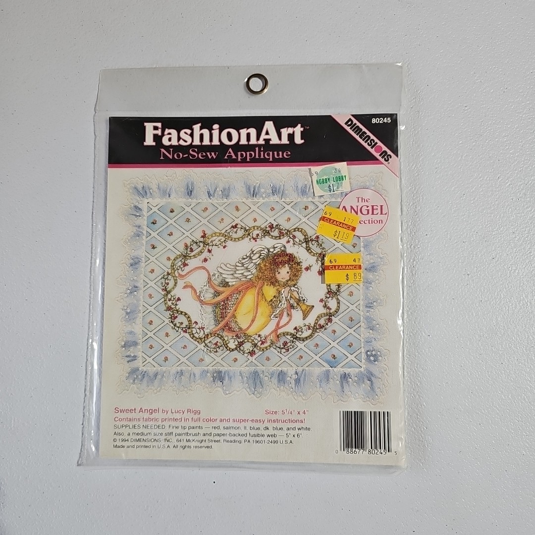 Vintage 1994 Dimensions Fashion Art No-Sew Applique 5"x6" The Angel Collection