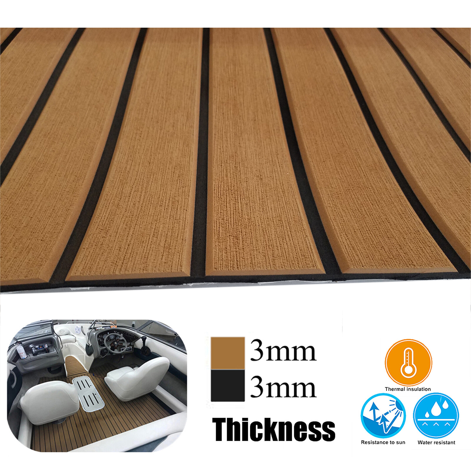 Boat Flooring Decking Sheet EVA Foam Marine Teak Deck | Adhesive Backing