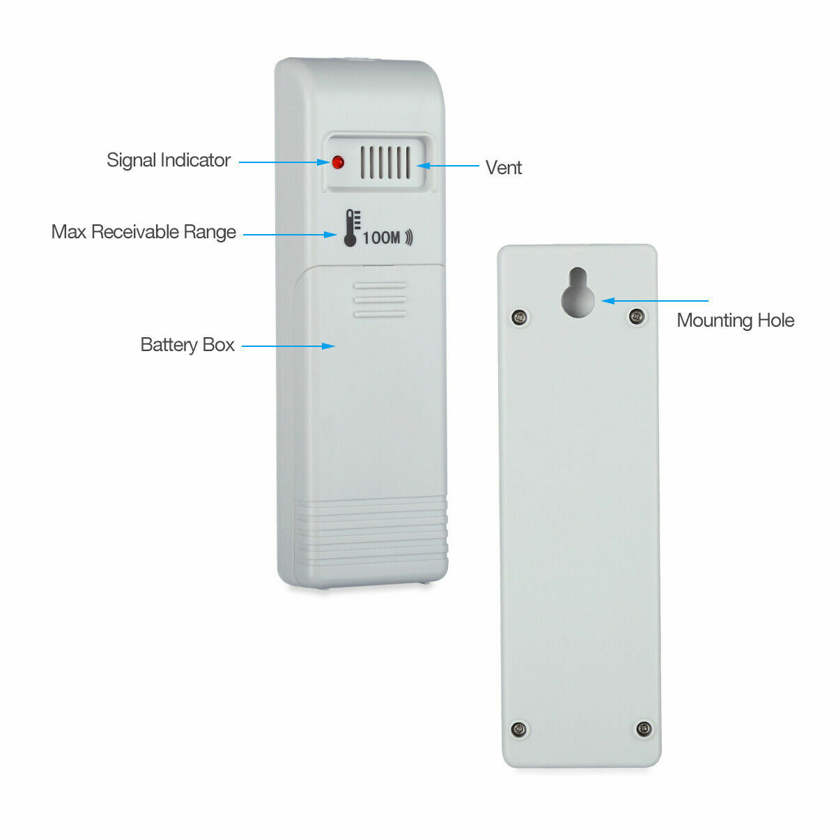 Wireless Digital Thermometer Indoor Outdoor LCD Clock Temperature Transmitter US