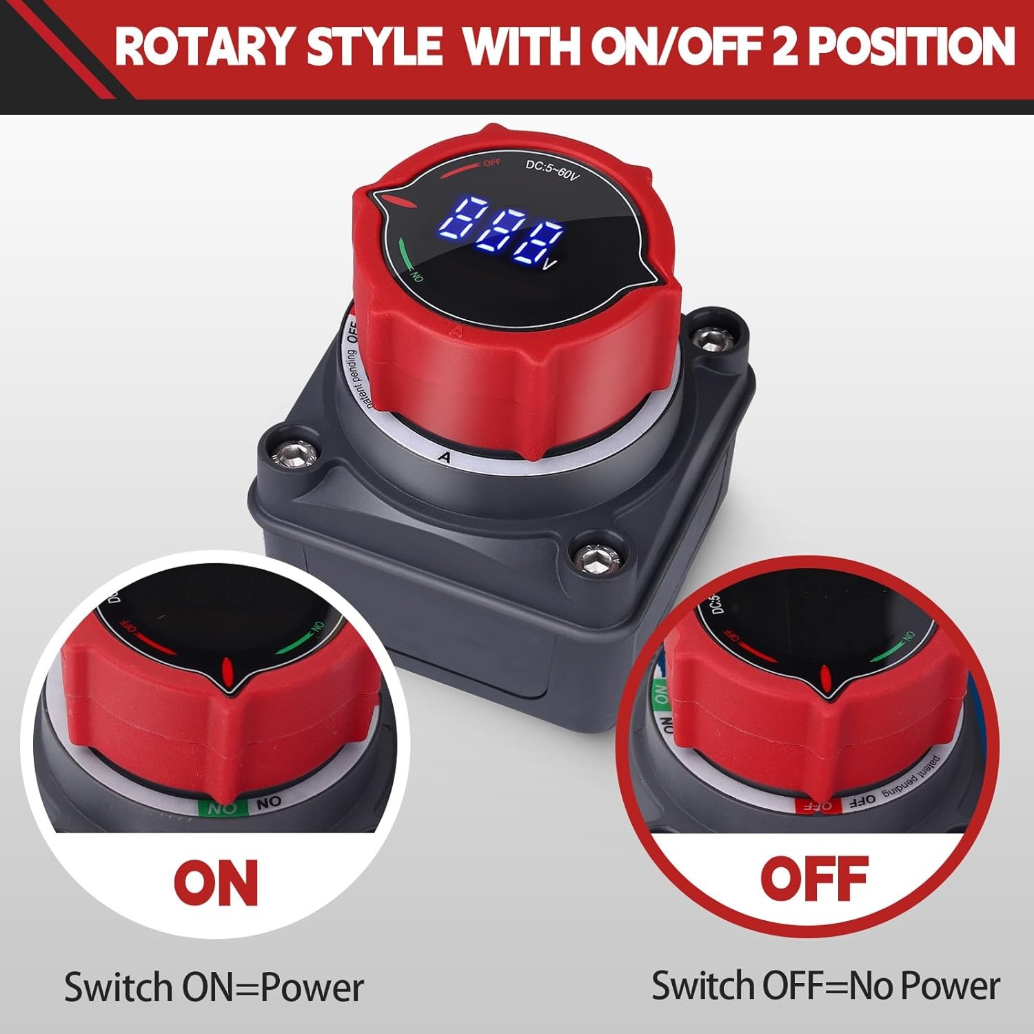 Upgrade Battery Disconnect Switch with Voltmeter, DC 5-60V Master Isolator...