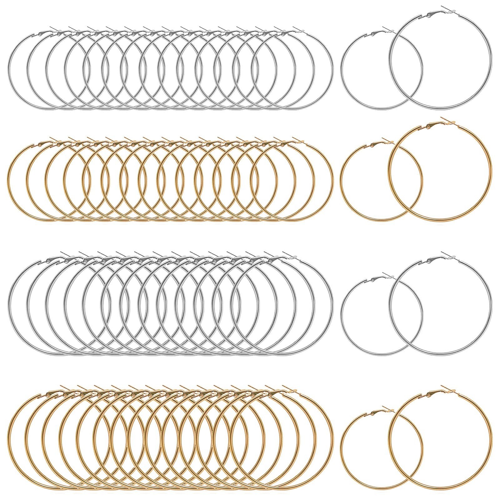 64PCS Hoop Earrings Beading Earrings Finding Hypoallergenic Round Stainless S...