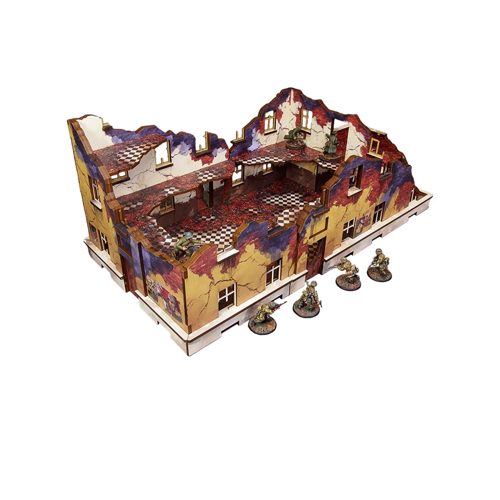 Micro Art Studio WW2 Ostfront Stalingrad: School Left (With Balcony) Prepainted