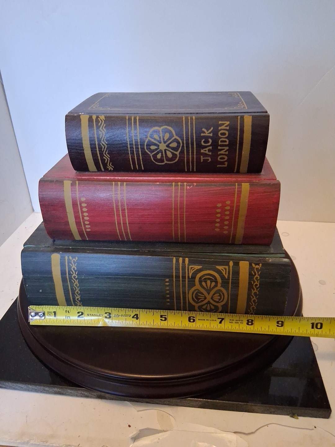 Vintage Wooden Book Stacked Stash Box Hidden Diversion Safe Secret Compartments
