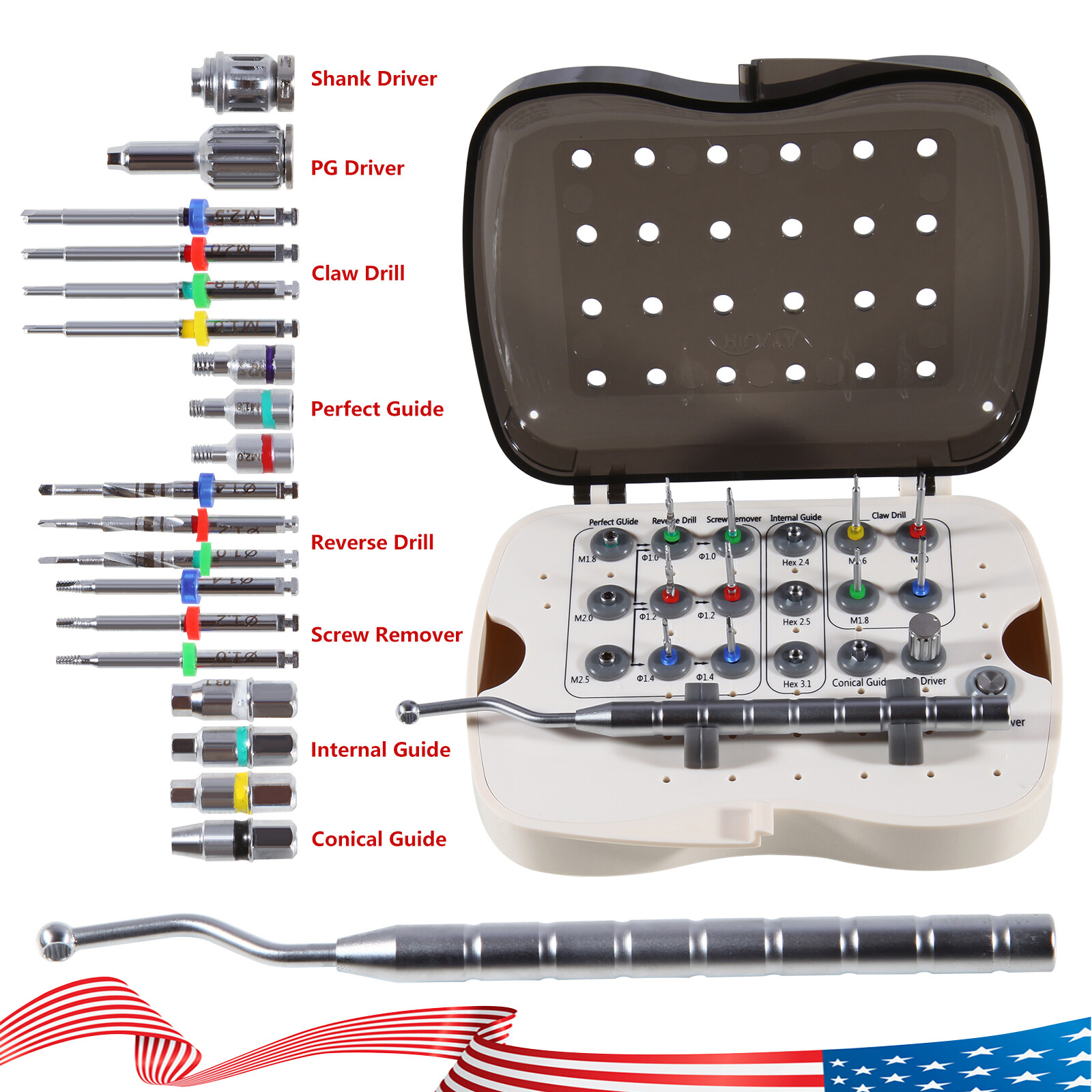 Dental Implant Broken Screw Remover Reverse Drill Guide Driver SR Neobiotech