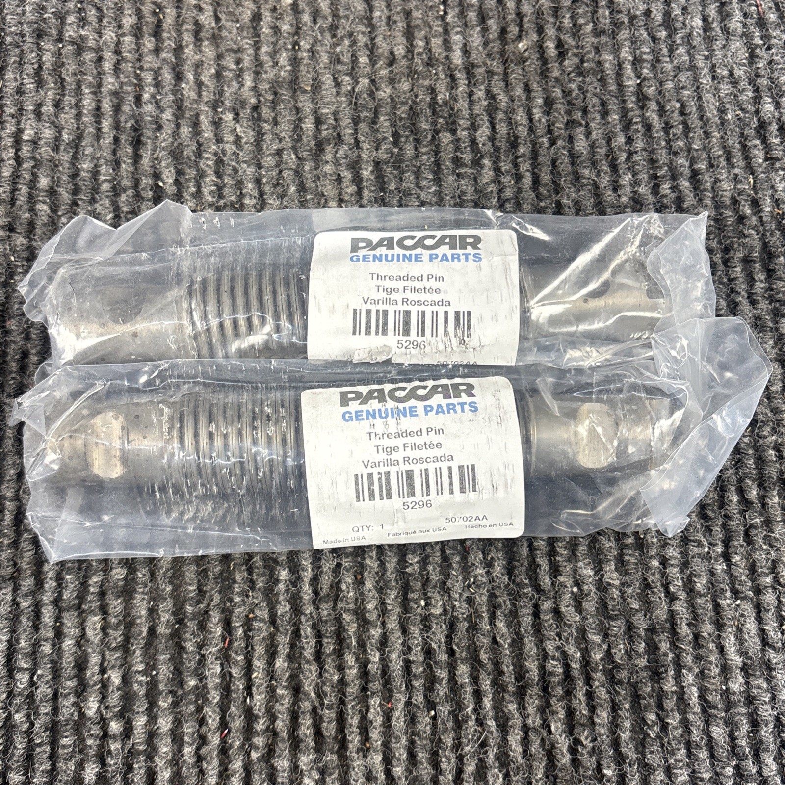 Lot of 2 PACCAR Threaded Spring Pin 5296 50702AA