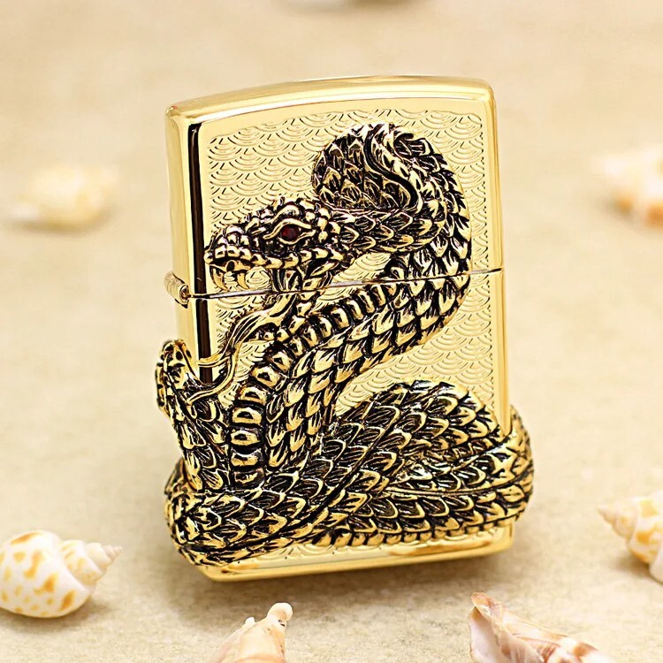 Genuine Zippo Lighters Snake Pattern Vintage Classic Windproof Armor Lighter USA