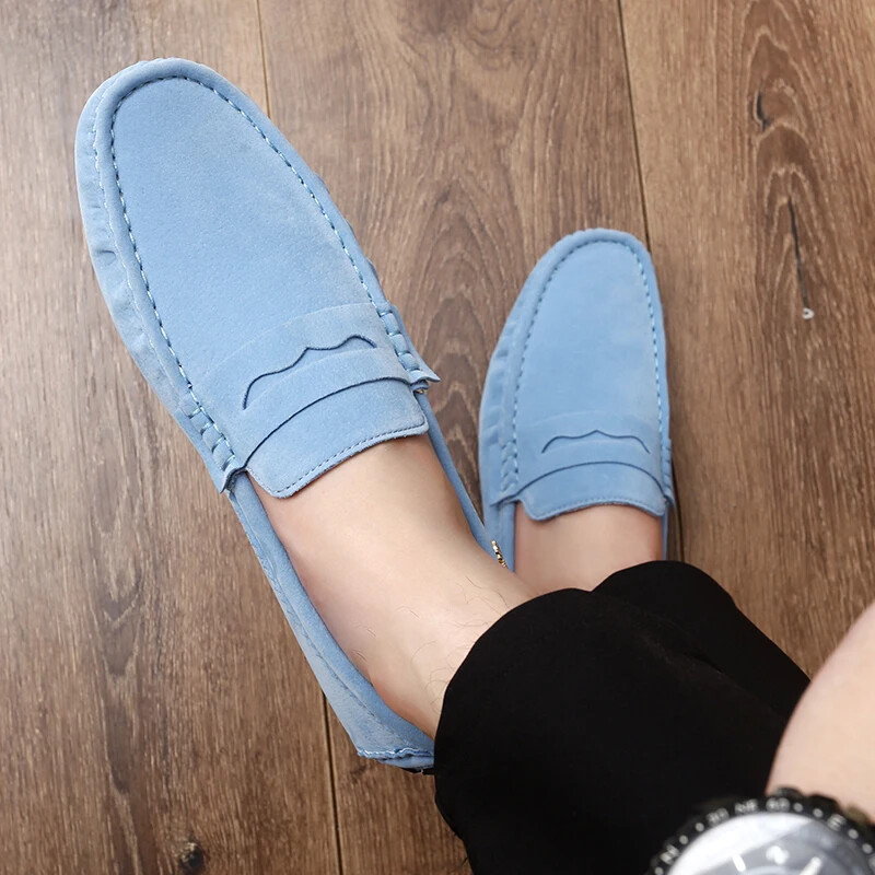 Fashion Men's Suede Loafers Comfortable Casual Shoes Slip on Flat Driving Shoes