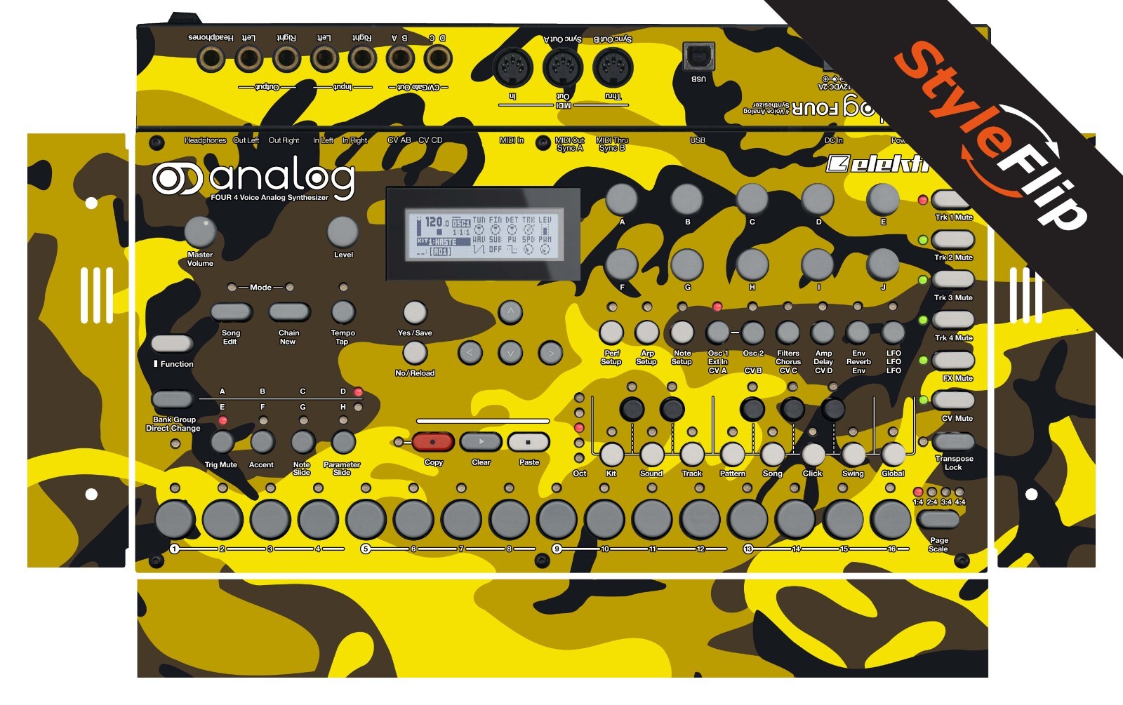Elektron Analog Four Skin | Yellow Camo | Protective Decal | StyleFlip Skins
