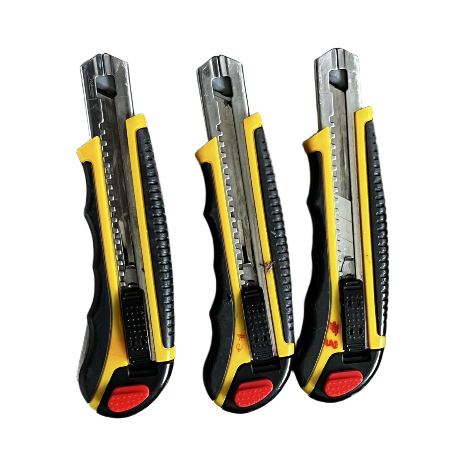 Uline Knife Set of 3 Snap-Blade Heavy Duty Large Grip 6-3/4”L Excel. Used Cond.