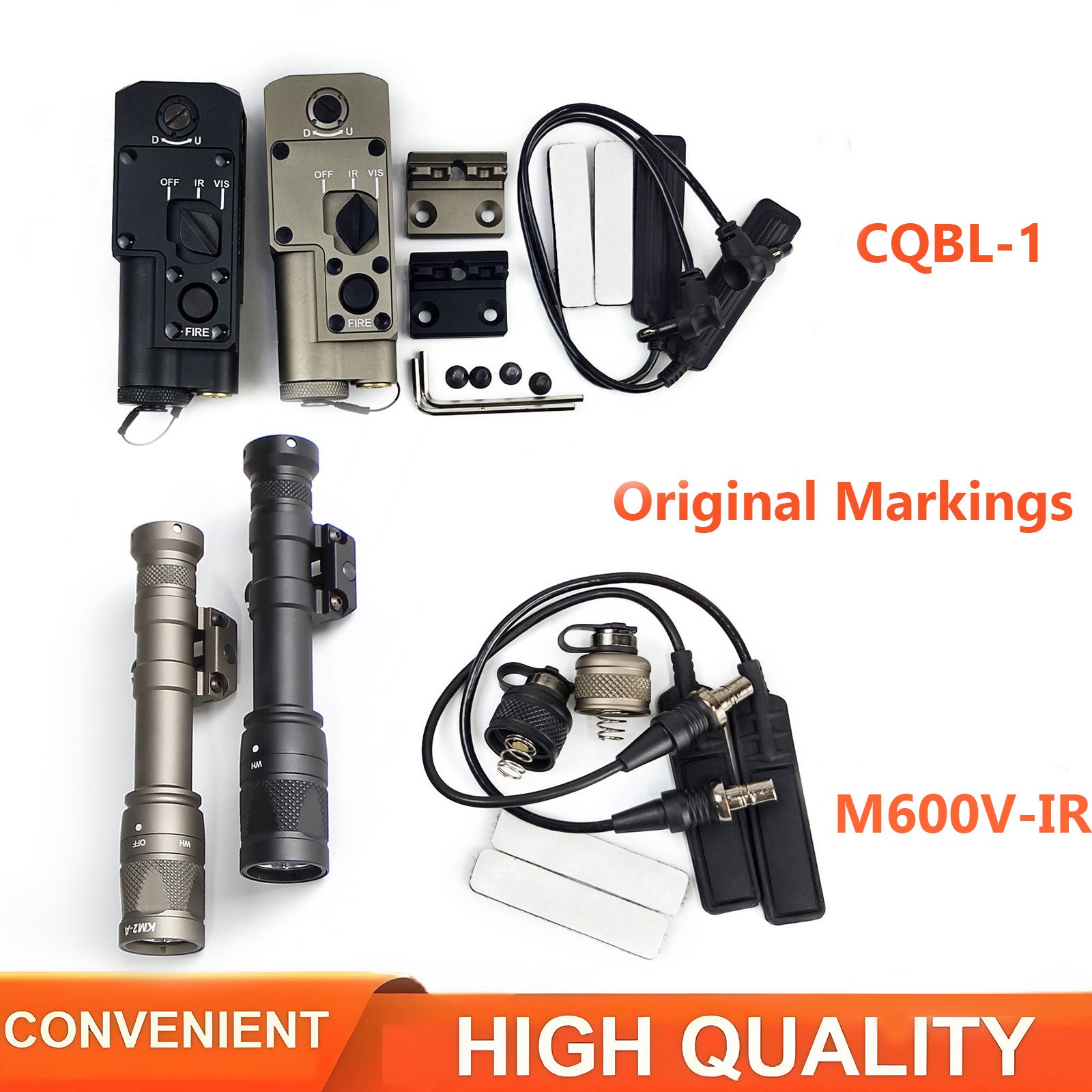 M600V LED & IR Weapon Flashlight + CQBL-1 IR Aiming Sight & Red / Green Laser