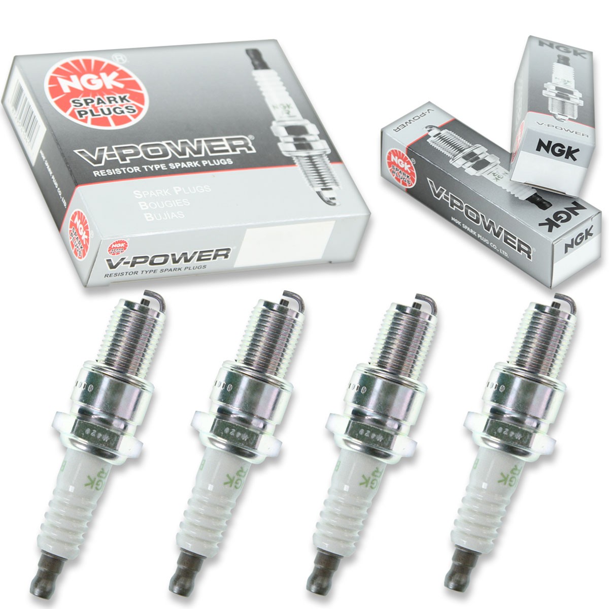 4pcs 04-06 Arctic Cat Firecat 600 EFI Sno Pro NGK V-Power Spark Plugs 600cc ig