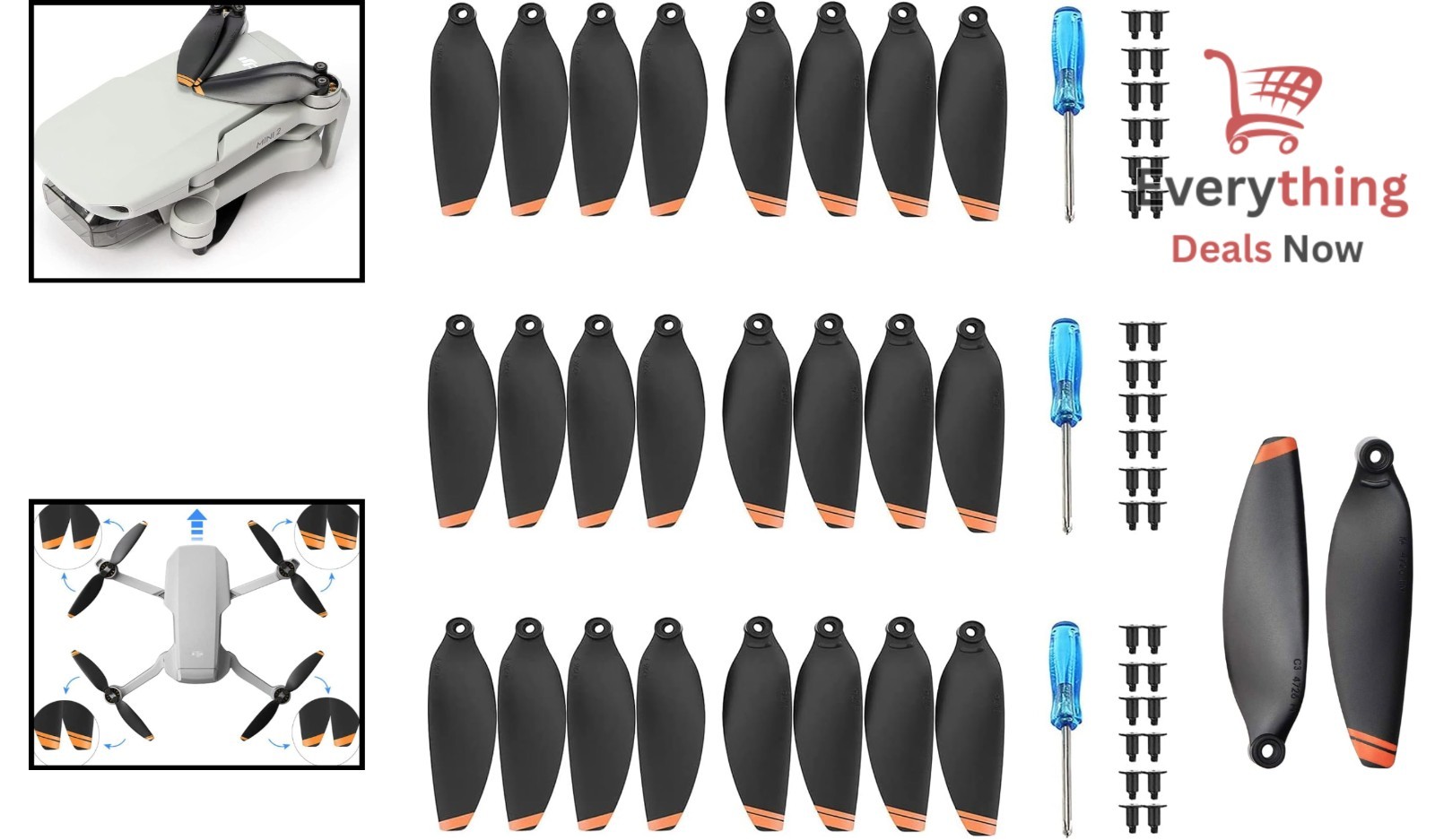 24 Pcs DJI Mini 2 SE Mini 4K Propellers Low Noise Quick-Release Drones Blades