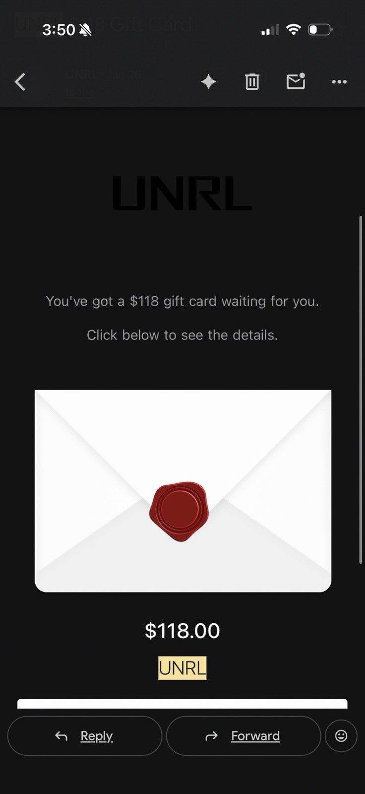 UNRL clothing digital gift card