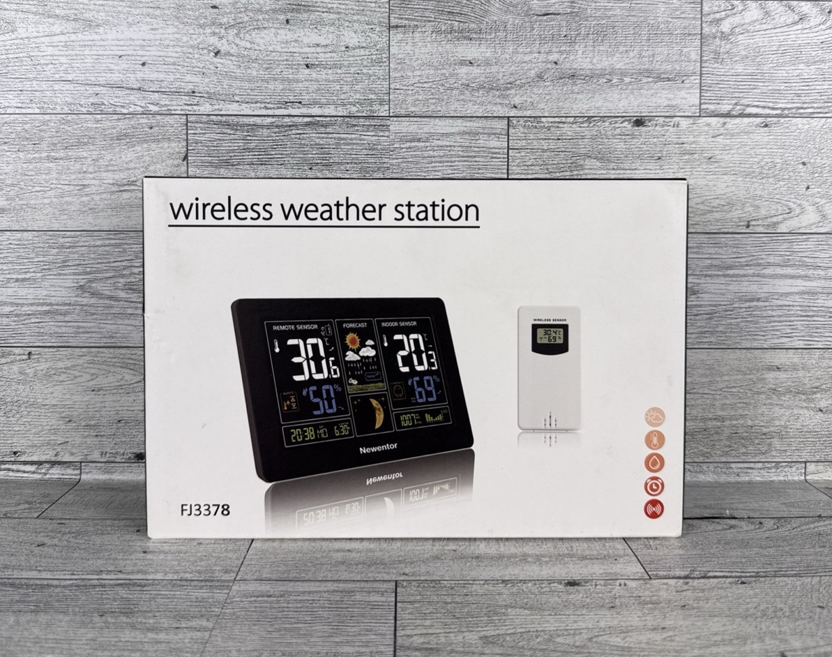 Newentor FJ3378 Wireless Weather Station Indoor Outdoor Temp/Humidity New In Box