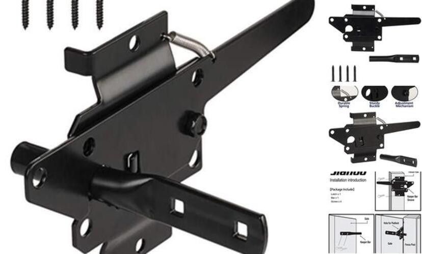 Post Mount Gate Latch for Wooden Fence - Heavy Duty Self Locking Gate Latch