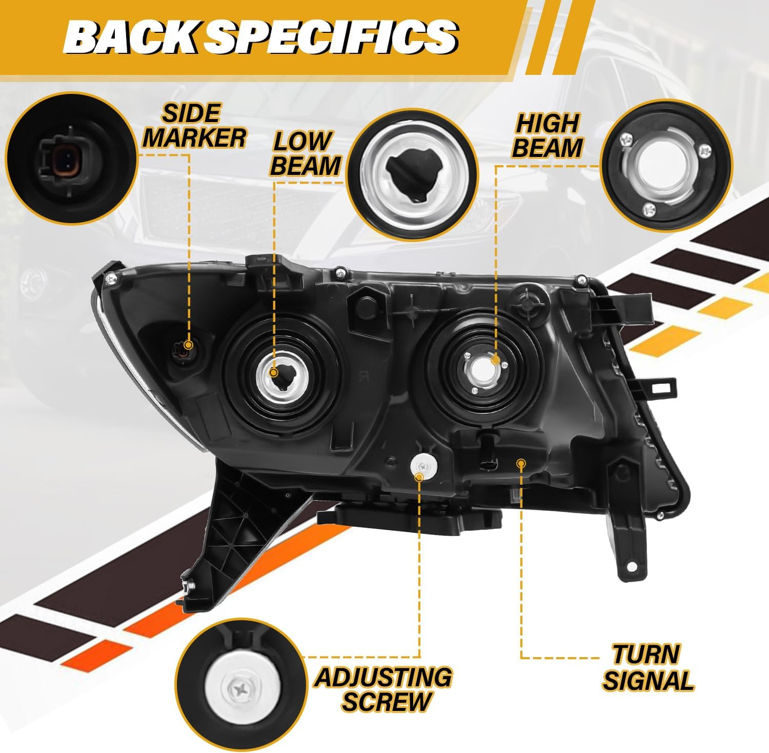 Headlight Assembly Compatible with Nissan Pathfinder 2013-2016, Halogen Headlamp
