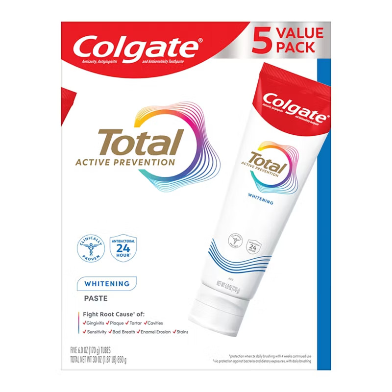 Colgate Total Active Prevention Whitening Toothpaste Mint 5-Pack 6.0 oz