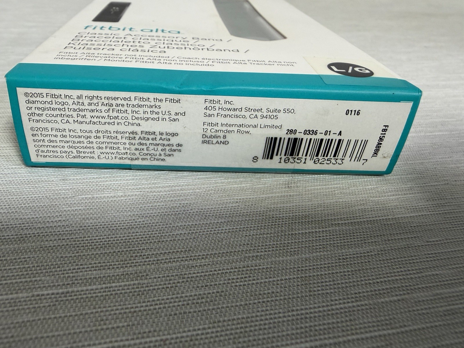 Fitbit Alta Classic Accessory Band, Black, Large - NEW