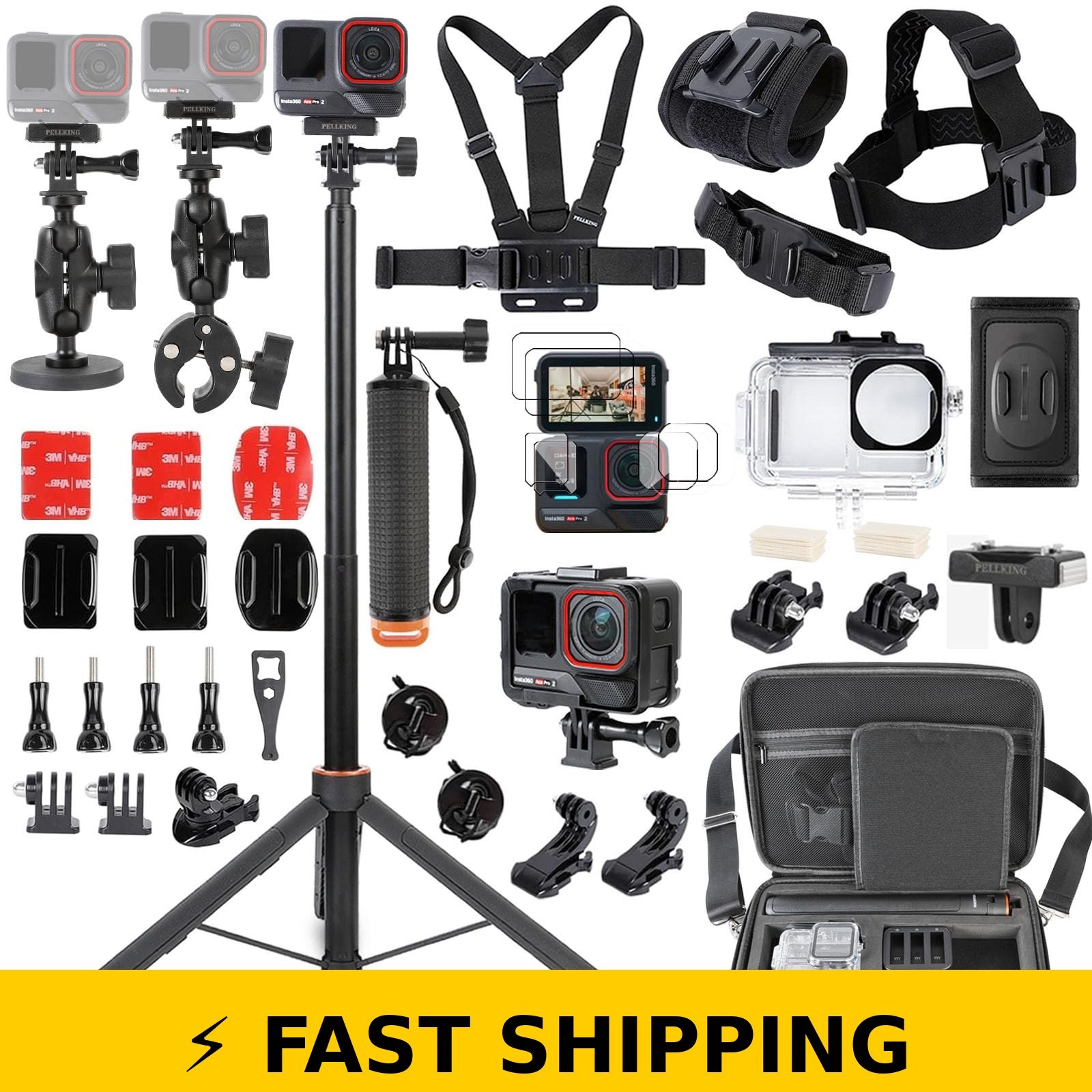 PellKing Accessories Kit for Insta360 AcePro2 - 14-in-1 Bundle