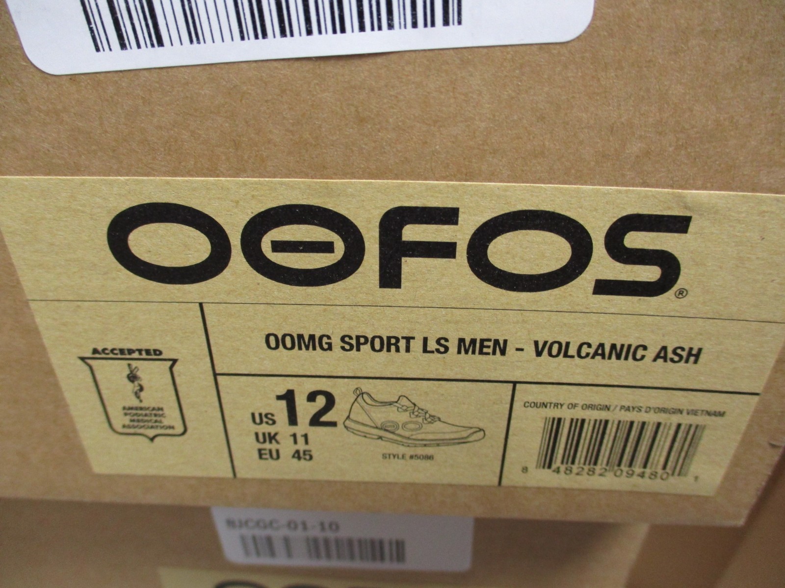 OOFOS OOMG Sport LS Volcanic Ash Gray Shoes Lace Recovery Comfort Mens Sz 12