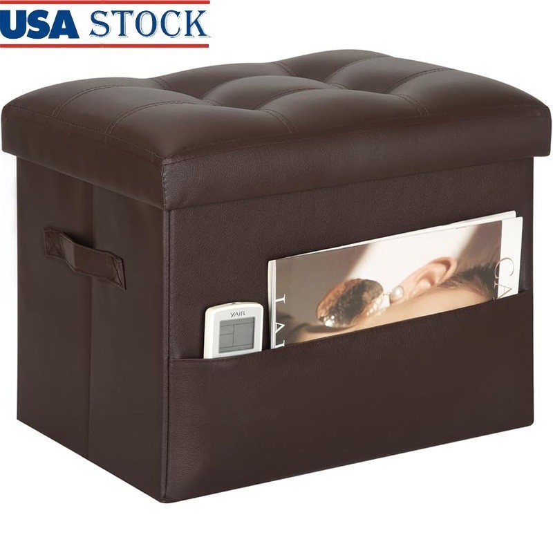 Foldable Storage Ottoman Footstool Thick Foam Lightweight Multipurpose Bench New