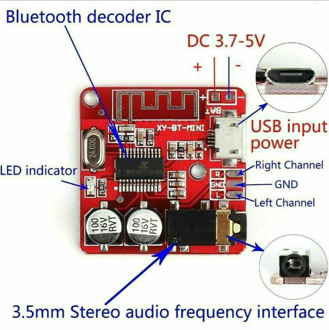 Bluetooth Audio Receiver board Bluetooth 4.1 5.0 mp3 lossless decoder board Wire