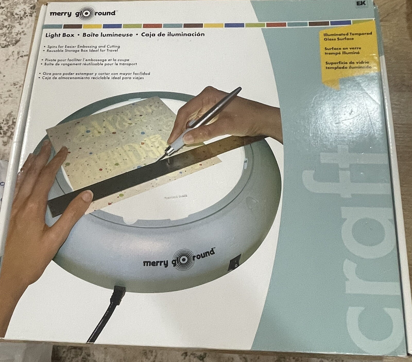 MERRY GLO ROUND EK Success  9" Turntable Round LIGHT Box Tempered Glass Spins