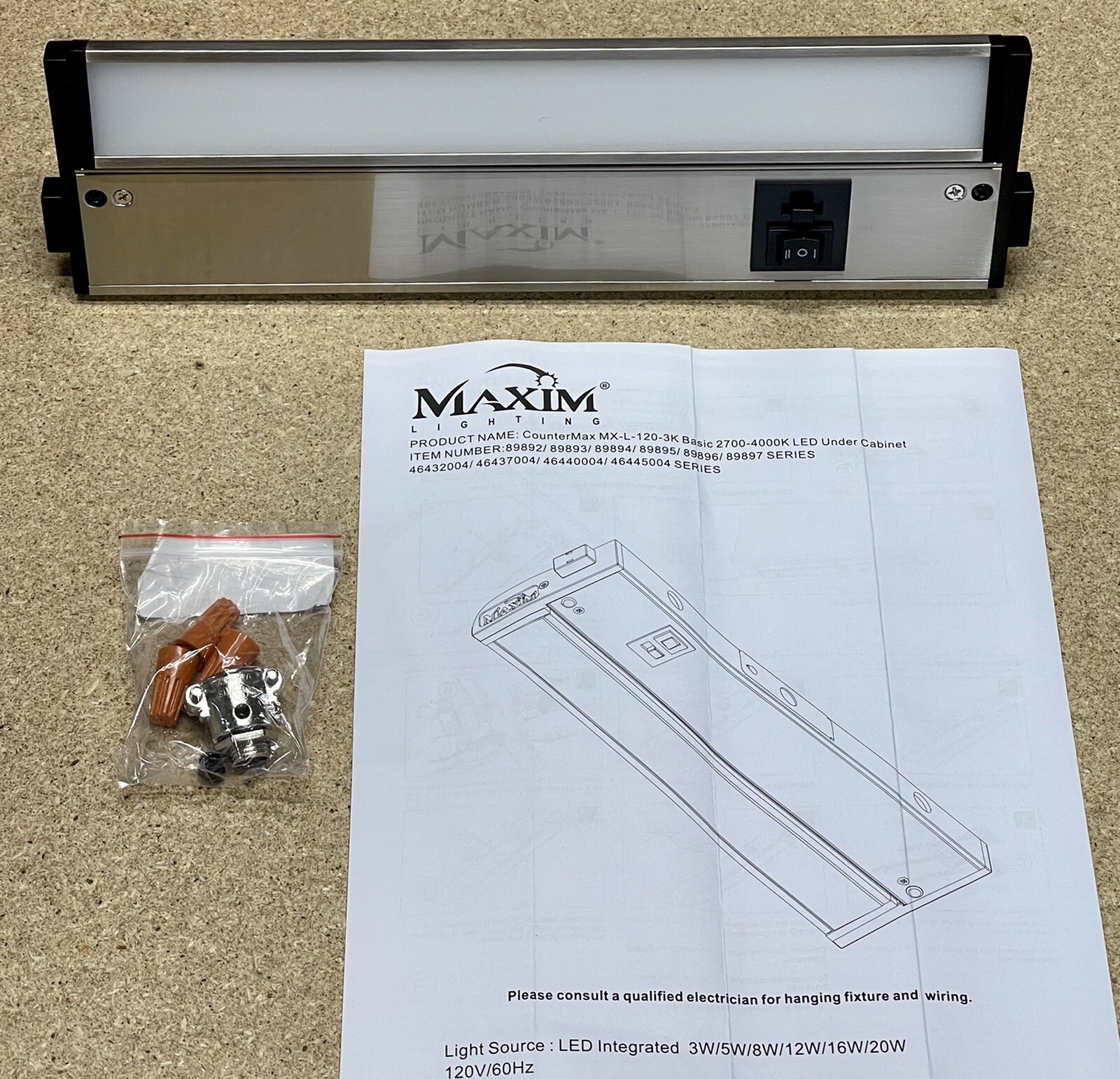 Under Cabinet LED Lighting Satin Nickel CounterMax LED MX-L-120-3K 89893SN