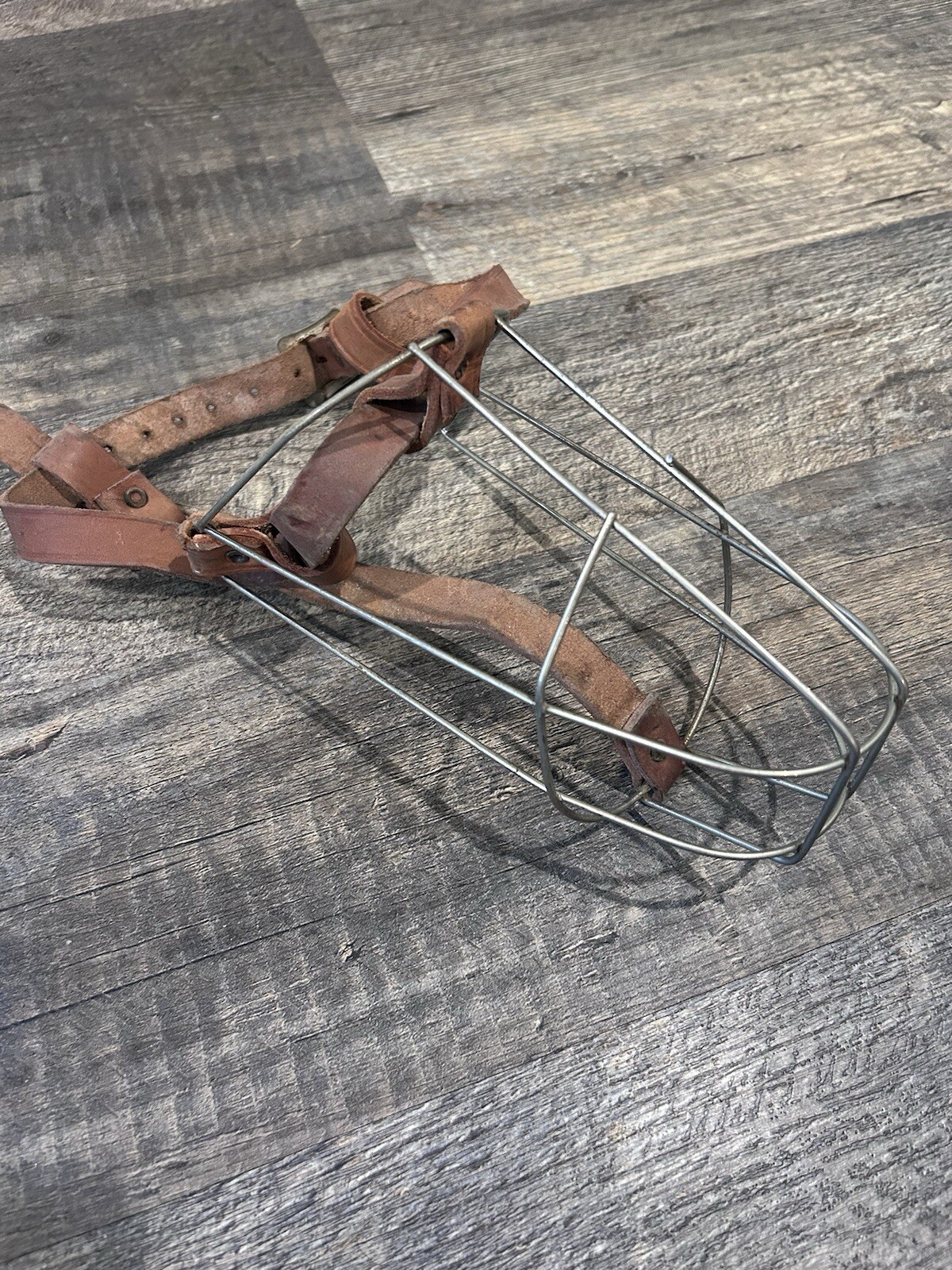 Vintage Medium Metal Dog Muzzle Basket Style Lightweight - Decor Or prop - As is