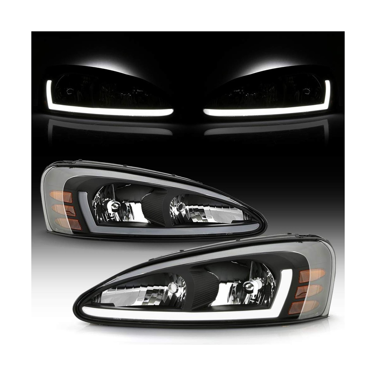 ACANII - For 2004-2008 Pontiac Grand Prix Black Housing LED Tube Headlights H...
