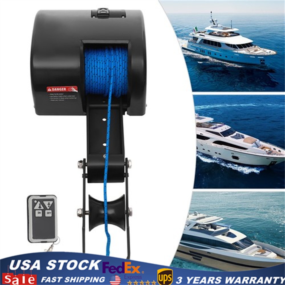 Boat Marine Electric Anchor Winch Boat Winch with Anchor Roller & Remote Control