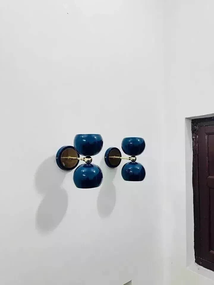1950's Mid Century Brass Italian Diabolo Wall Sconce Fixture Lamps