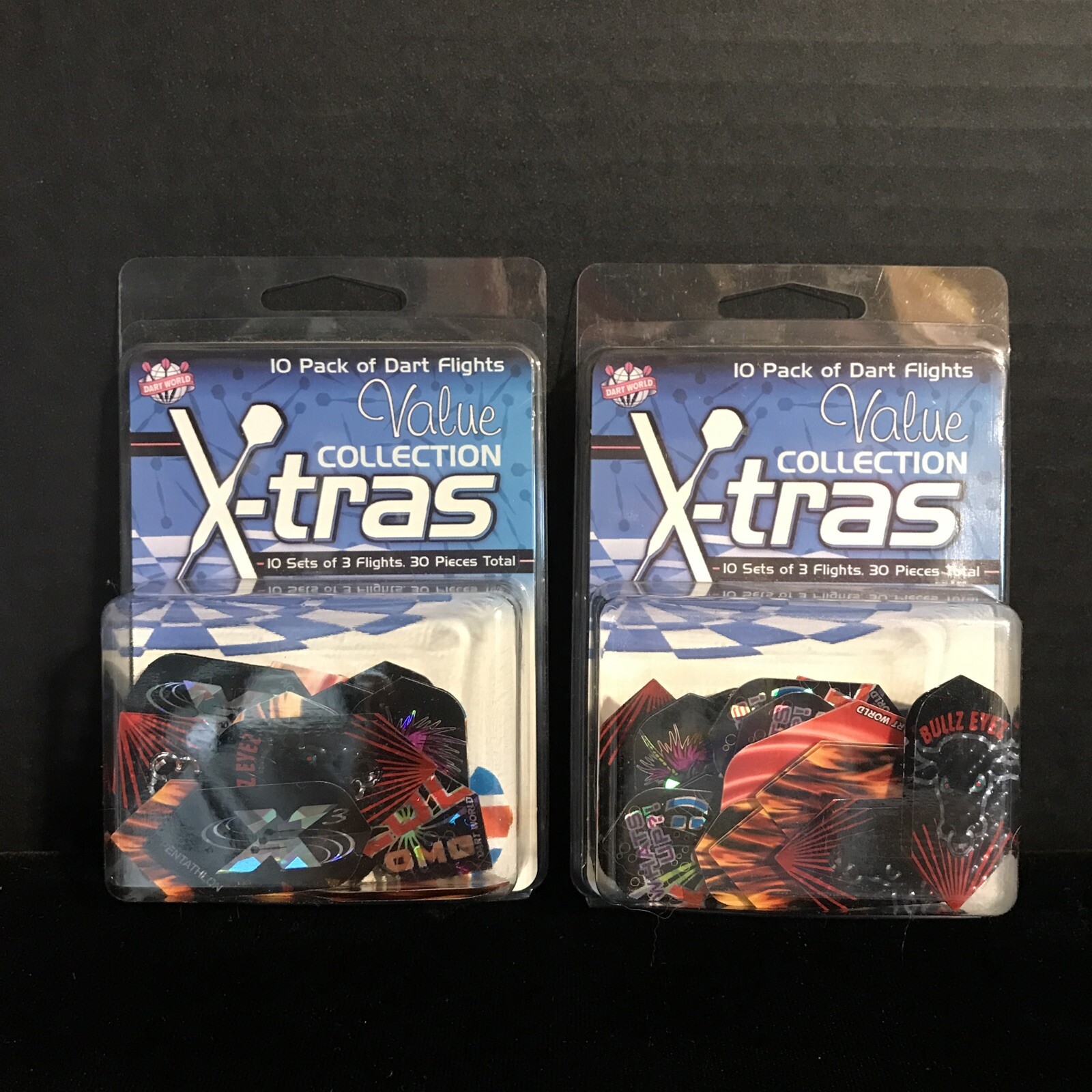 DART WORLD FLIGHTS-2 PACKS OF 10 SETS OF 3 FLIGHTS-NEW-DEALER CLOSEOUT SALE