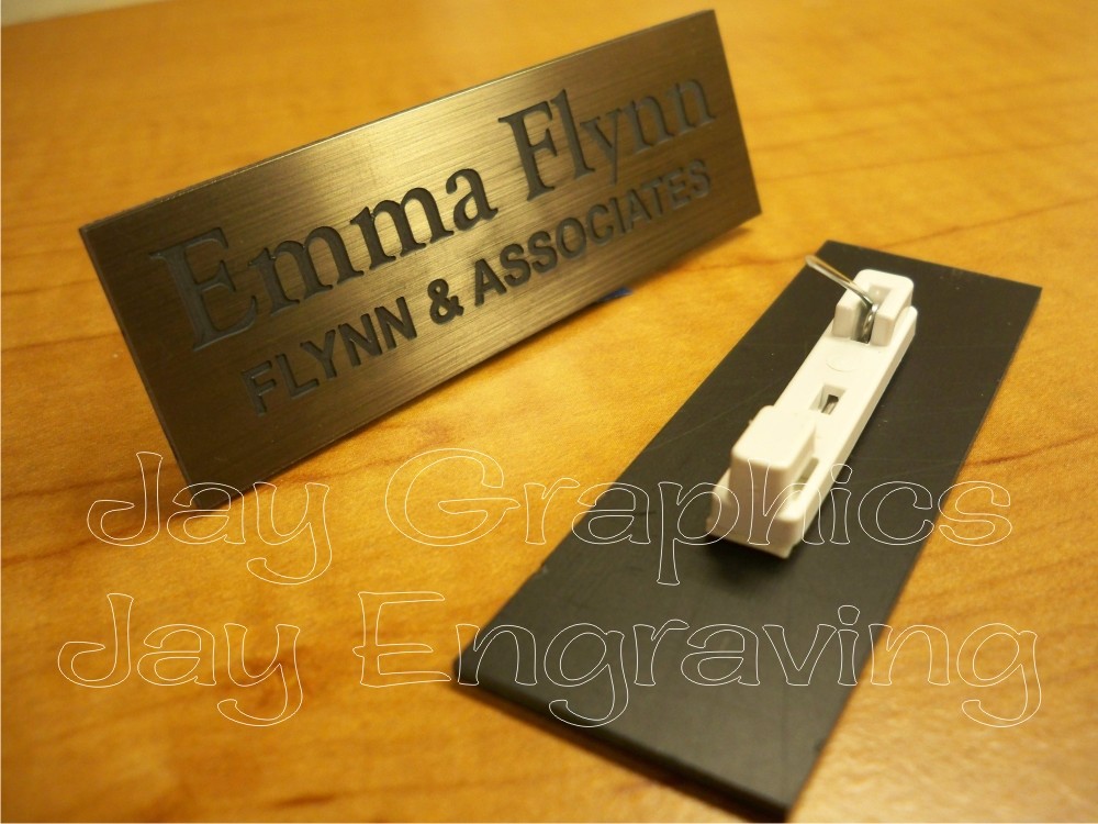 Custom Engraved Bronze Name Tag Badge | Employee Identification ID Personalized