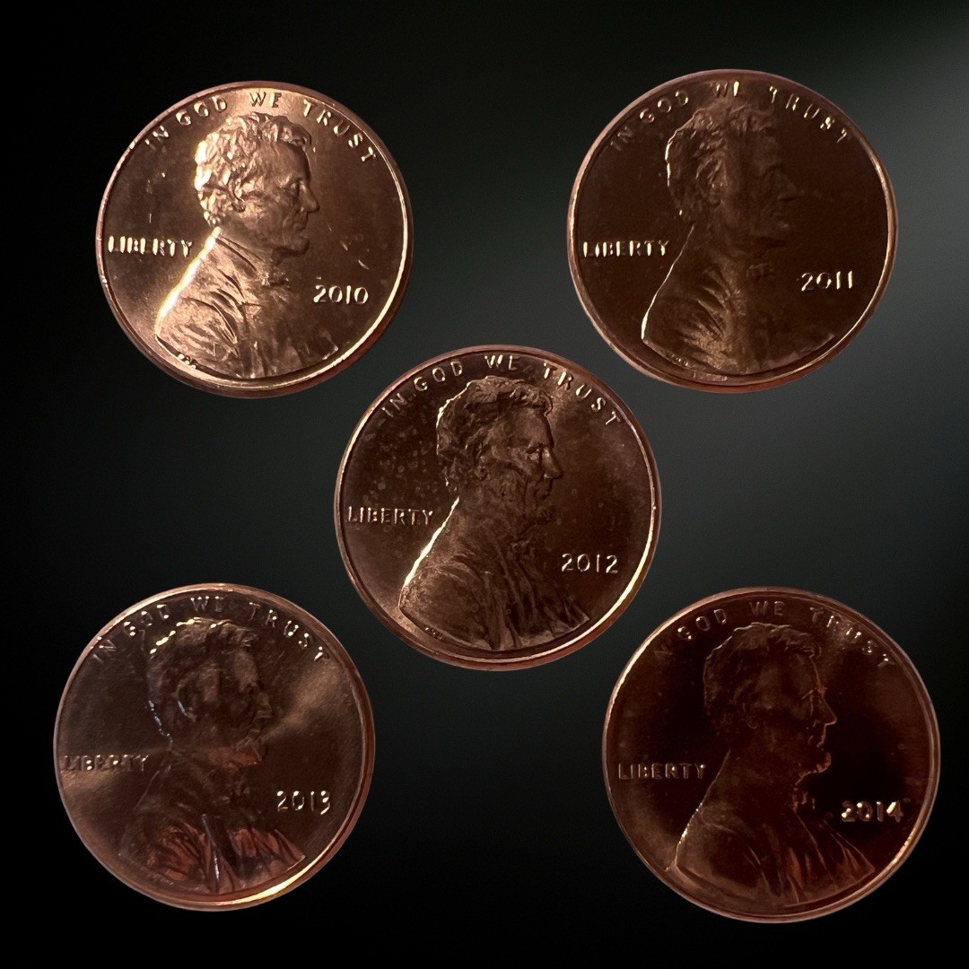 2010-2014 P Lincoln Shield Penny BU RED 5 Coin Set Brilliant Uncirculated