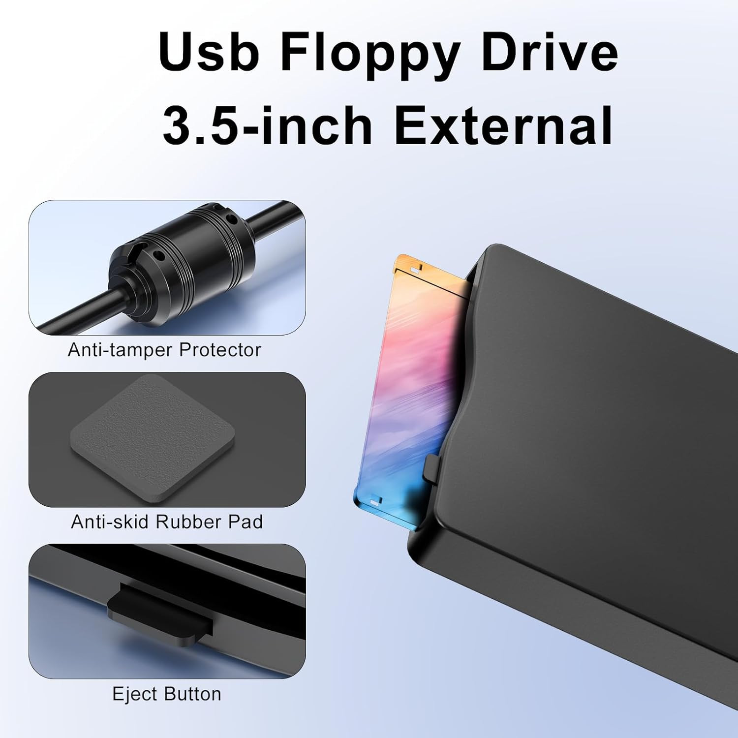 Yaeonku Floppy Disk Reader,External Floppy Drive, 3.5" USB &Type C Floppy Disk R
