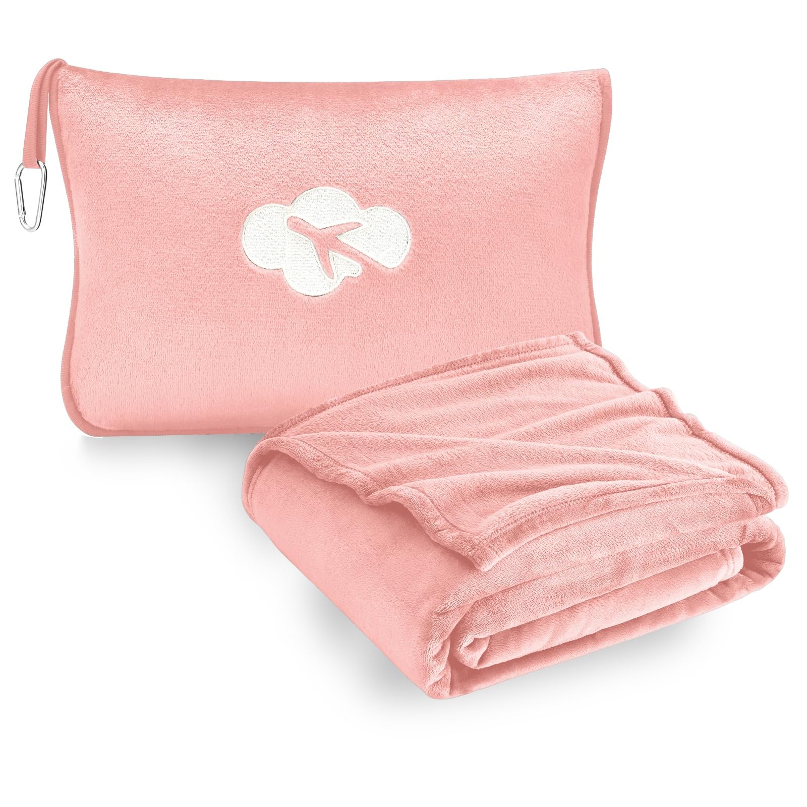 Travel Blanket and Pillow Compact, Premium Solid Pink(40"*65"), Pink