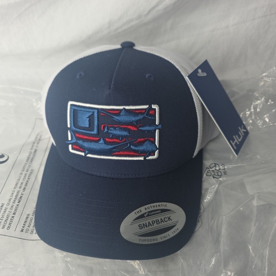 Huk Trophy Flag Trucker Hat Snapback Cap NWT (CRX)