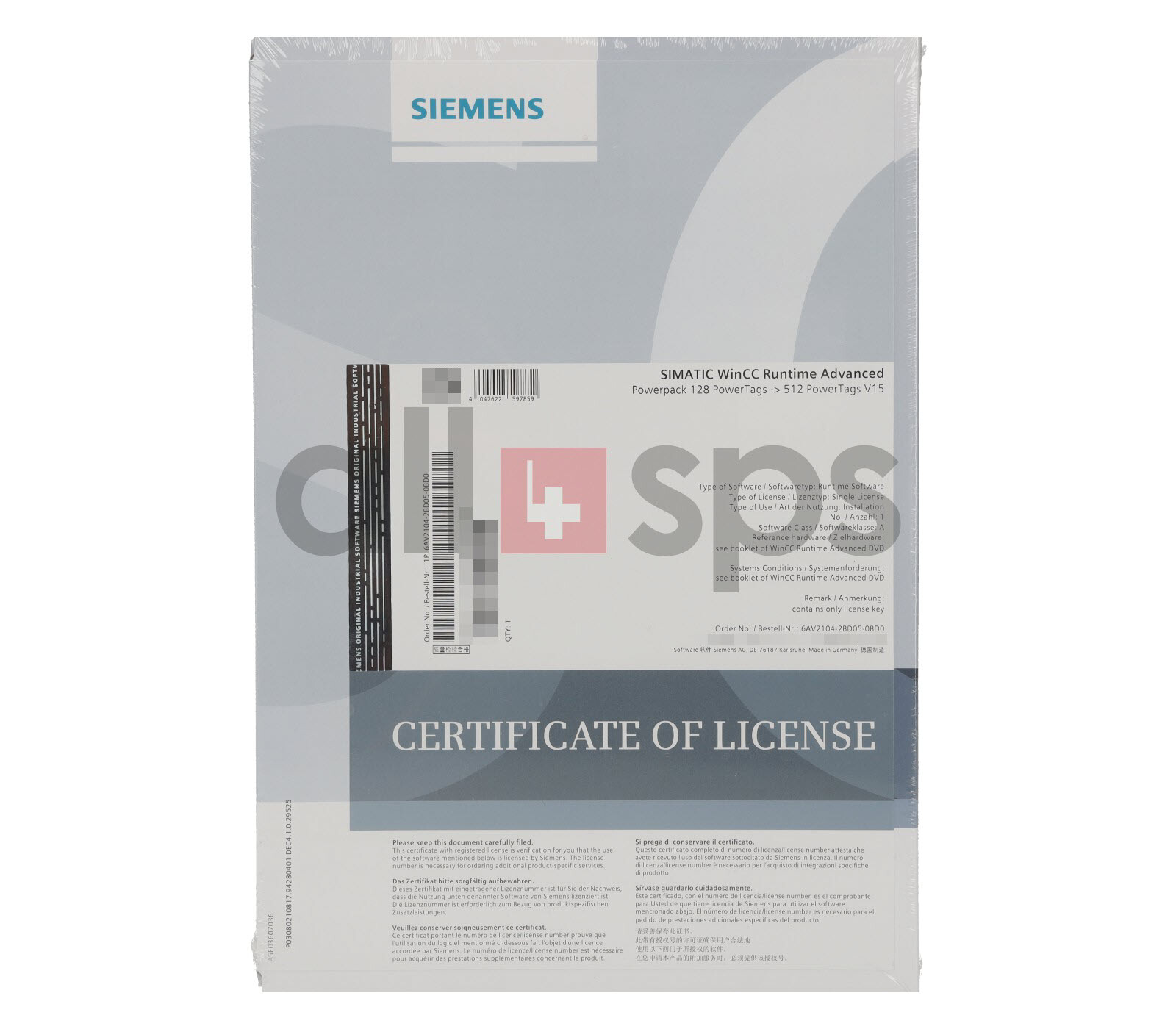 SIMATIC WINCC RUNTIME ADVANCED POWERPACK V15 - 6AV2104-2BD05-0BD0 (NS)