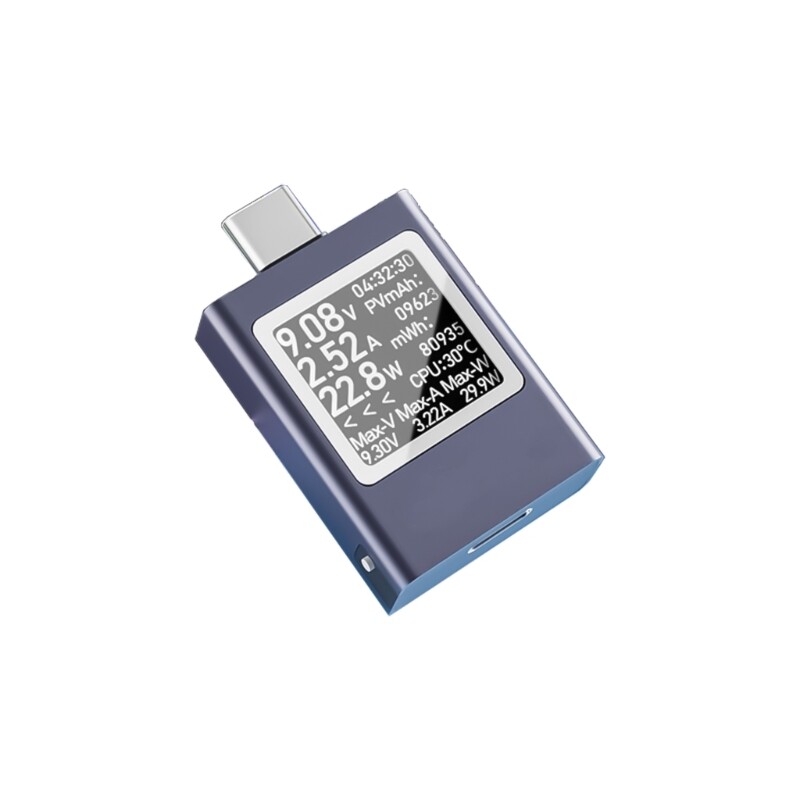 Type C Voltage Current Power Meter with 360 Degree Rotating LED Display